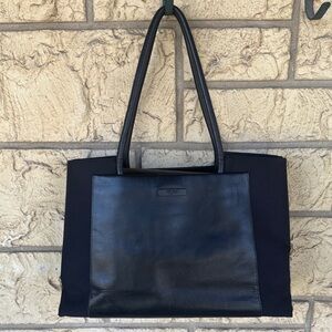 TUMI BLACK LEATHER & NEOPRENE TRAVEL LARGE CARRY-ON TOTE BAG Tablet Computer Bag
